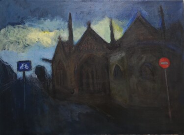 Pintura titulada "Cityscape at sunset" por Irina Seller, Obra de arte original, Oleo Montado en Bastidor de camilla de madera