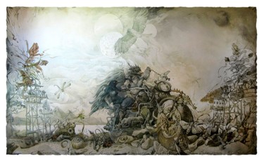 Pittura intitolato "Пилигримы альтернат…" da Yuri Laptev, Opera d'arte originale, Acquarello