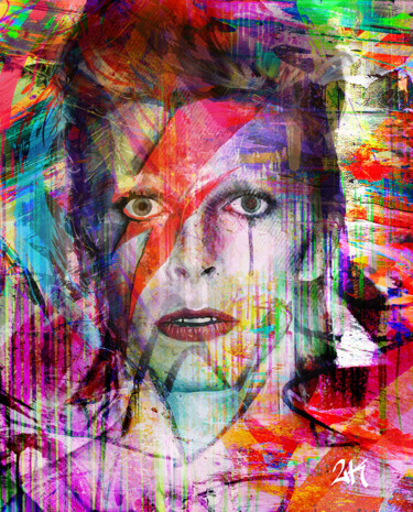 "Ziggy Stardust" başlıklı Tablo 2kyff tarafından, Orijinal sanat, Dijital Resim Ahşap Sedye çerçevesi üzerine monte edilmiş