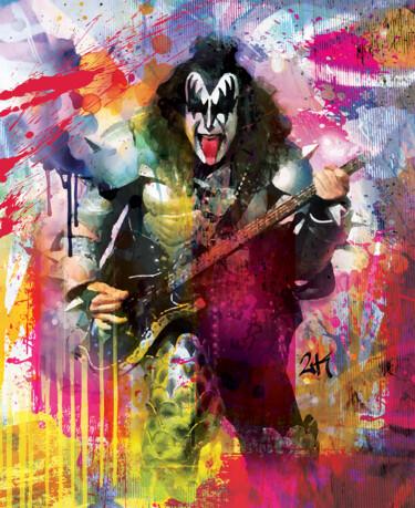 Arte digitale intitolato "Gene Simmons - Kiss" da 2kyff, Opera d'arte originale, Pittura digitale Montato su Telaio per bare…