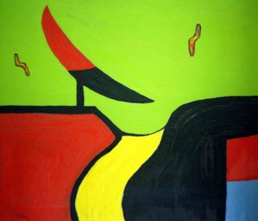 Schilderij getiteld "Lama I" door Tullio Mesi, Origineel Kunstwerk, Olie