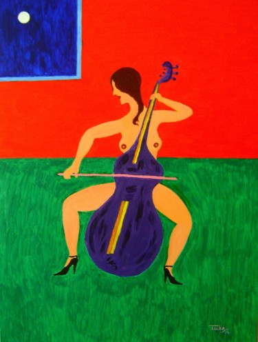 Pintura intitulada "Donna con la viola" por Tullio Mesi, Obras de arte originais, Acrílico