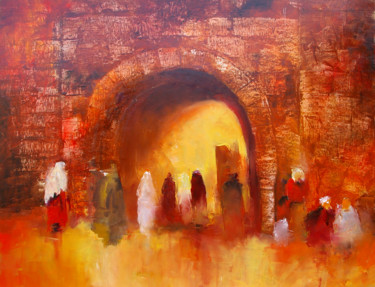 Peinture intitulée "minuit-a-la-medina" par Nejib Zneidi, Œuvre d'art originale, Huile