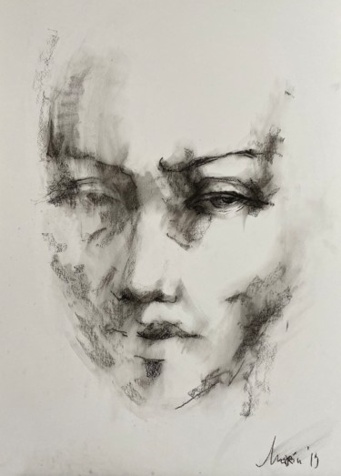 Tekening getiteld "Face 2" door Marin, Origineel Kunstwerk, Pastel