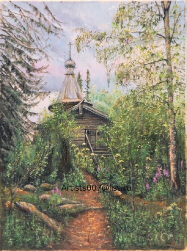 Painting titled "Часовня спаса нерук…" by Artists 007, Original Artwork, Oil