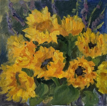 제목이 "Sunflowers etude"인 미술작품 Artkaso로, 원작, 기름