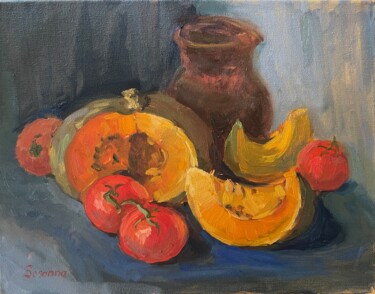 Pittura intitolato "Pumpkin and tomatos" da Artkaso, Opera d'arte originale, Olio