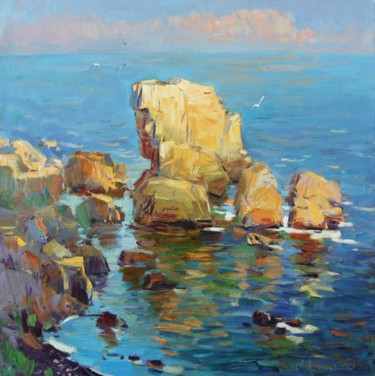 Painting titled "Камни в море" by Igor Khilko, Original Artwork, Oil