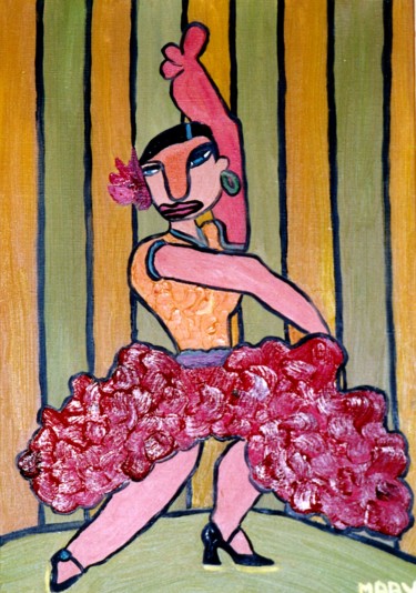 Painting titled "La danseuse" by Sabine Maby, Original Artwork, Oil Mounted on Wood Stretcher frame