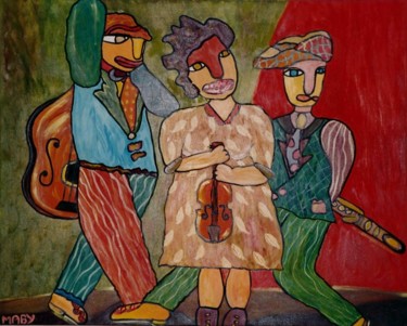 Peinture intitulée "Drôle de trio" par Sabine Maby, Œuvre d'art originale, Huile Monté sur Châssis en bois