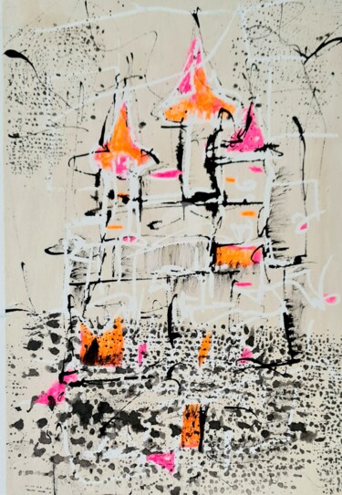 Картина под названием "My Home is my Castle" - Art Moé, Подлинное произведение искусства, Акварель