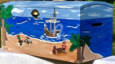 Design intitolato "Coffre Pirate perso…" da Nicky Chauvet (Art-Nicky), Opera d'arte originale