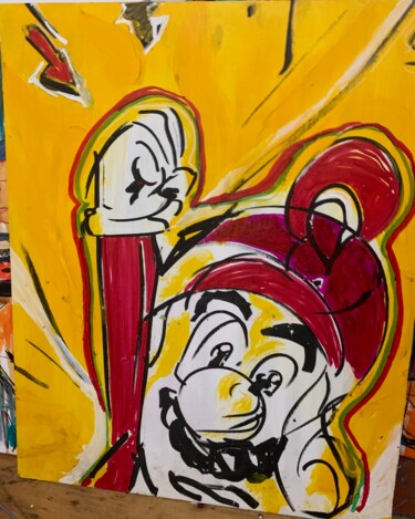 Pintura titulada "Mario dans le vent" por Artnoo, Obra de arte original, Acrílico