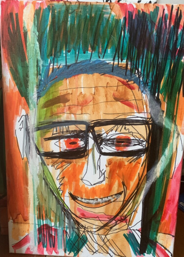 Pintura titulada "L’homme aux lunettes" por Artnoo, Obra de arte original, Acrílico