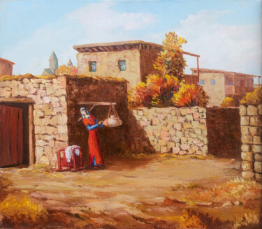 Peinture intitulée "A Day in Rural Bliss" par Arto Mkrtchyan, Œuvre d'art originale, Huile Monté sur Châssis en bois