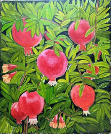 Pintura titulada "Pomegranate tree" por Artoghrul, Obra de arte original, Oleo