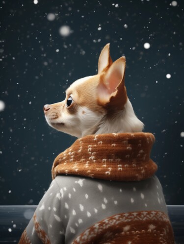 数字艺术 标题为“"Cozy Chihuahua"” 由Artopia By Nick, 原创艺术品, 照片蒙太奇