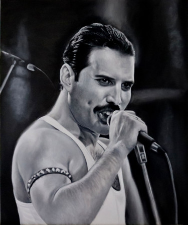 Painting titled "Freddie Mercury.jpg" by Paulina Mackiewicz, Original Artwork, Oil