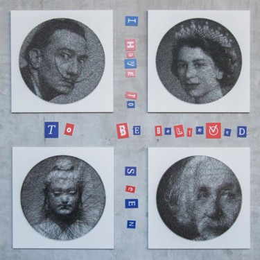 Collagen mit dem Titel "Four" von Andrey Saharov, Original-Kunstwerk, Faden