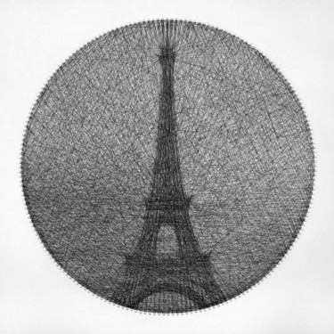 Painting titled "Eiffel Tower" by Andrey Saharov, Original Artwork, String Art