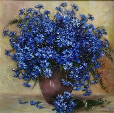 Peinture intitulée "Cornflowers" par Tatyana Korotkova, Œuvre d'art originale, Huile