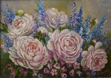 Peinture intitulée "Floral inspiration" par Tatyana Korotkova, Œuvre d'art originale, Huile Monté sur Châssis en bois