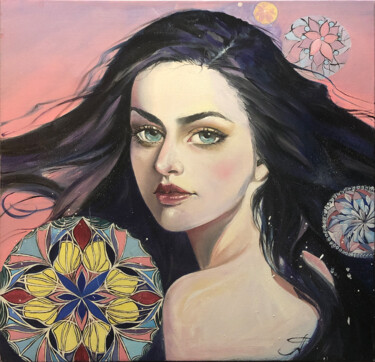 Malarstwo zatytułowany „Girl from the dreams” autorstwa Artseeker Artists, Oryginalna praca, Olej Zamontowany na Drewniana r…