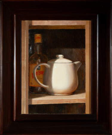 Painting titled "Some Drinks" by Artsmileball, Original Artwork, Oil Mounted on Wood Stretcher frame