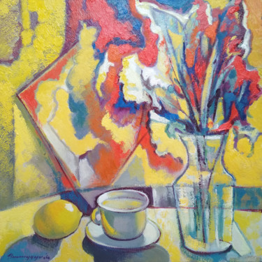 "Yellow still life (…" başlıklı Tablo Artsrun Asatryan tarafından, Orijinal sanat, Petrol Ahşap Sedye çerçevesi üzerine mont…