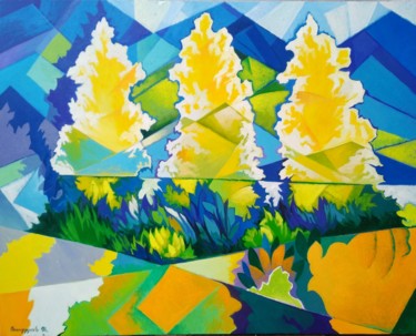 "Three trees (60x80c…" başlıklı Tablo Artsrun Asatryan tarafından, Orijinal sanat, Petrol Ahşap Sedye çerçevesi üzerine mont…