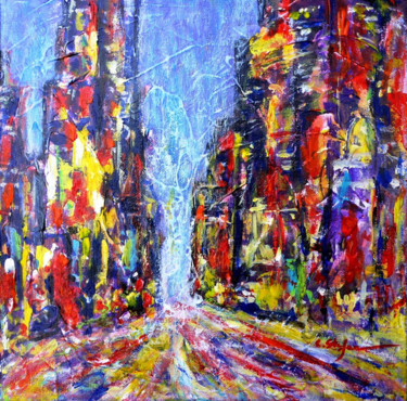 Картина под названием "Montréal la nuit -…" - Artstudio29, Подлинное произведение искусства, Акрил Установлен на Деревянная…