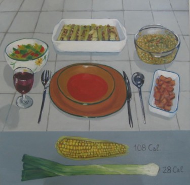 Malerei mit dem Titel "low calorie evening…" von Tsvi Nadav Rosler, Original-Kunstwerk