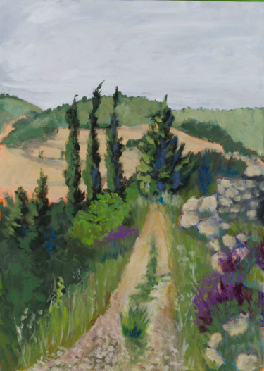 Malerei mit dem Titel "the hills around Je…" von Tsvi Nadav Rosler, Original-Kunstwerk, Acryl