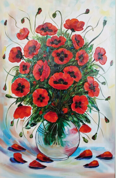 제목이 "Fielf flowers"인 미술작품 Artur Minasyan로, 원작, 기름 목재 패널에 장착됨