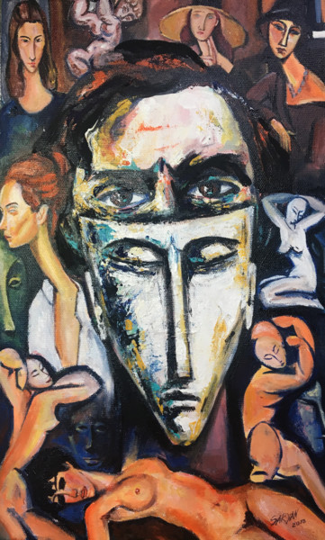 Schilderij getiteld "Modigliani" door Artur Saryan, Origineel Kunstwerk, Olie
