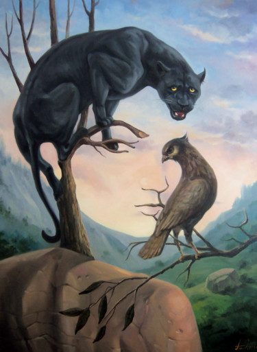 Malerei mit dem Titel "Black panther 60x80…" von Artush, Original-Kunstwerk, Öl