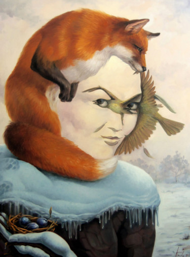 Malerei mit dem Titel "The fox 60x80cm, oi…" von Artush, Original-Kunstwerk, Öl