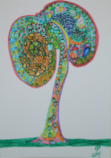 Painting titled "Titel: Blume mit Ve…" by Jens Ehmann, Original Artwork, Marker