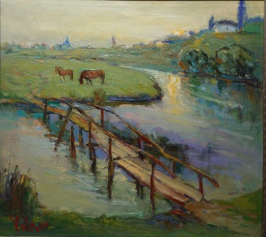 Painting titled "The bridge of my ch…" by Viktor Volkov, Original Artwork, Oil