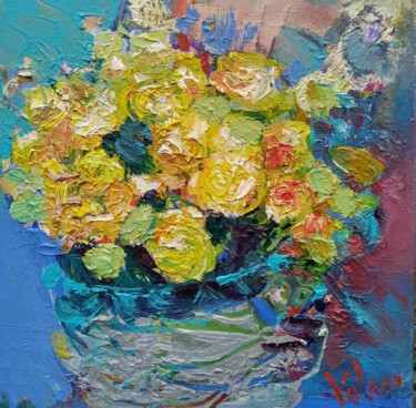Pittura intitolato "Yellow roses" da Viktor Volkov, Opera d'arte originale, Olio