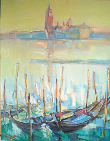 Schilderij getiteld "Morning in Venice" door Viktor Volkov, Origineel Kunstwerk, Olie