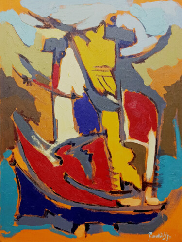 Ζωγραφική με τίτλο "Ascent of Colors" από Artyom Basenci, Αυθεντικά έργα τέχνης, Λάδι Τοποθετήθηκε στο Ξύλινο φορείο σκελετό