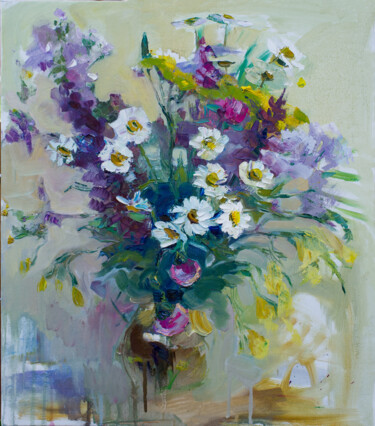 Schilderij getiteld "Field bouquet" door Arus Pashikyan, Origineel Kunstwerk, Olie