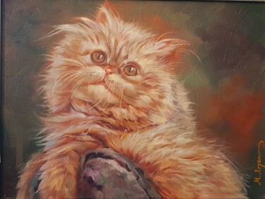 Peinture intitulée "Katze" par Aryanpalet, Œuvre d'art originale, Huile Monté sur Châssis en bois