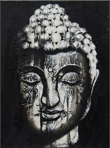 Ζωγραφική με τίτλο "As the Lotus Floats" από Aryawansa Kumarasinghe, Αυθεντικά έργα τέχνης, Ακρυλικό Τοποθετήθηκε στο Ξύλινο…