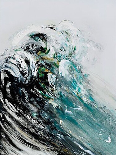 Malerei mit dem Titel "Roaring Waves" von Aryawansa Kumarasinghe, Original-Kunstwerk, Acryl Auf Keilrahmen aus Holz montiert