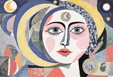 "Woman with a Blue H…" başlıklı Tablo Asel tarafından, Orijinal sanat, Akrilik Ahşap Sedye çerçevesi üzerine monte edilmiş