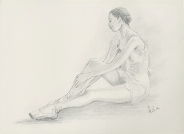 "Ballerina relaxing,…" başlıklı Resim Asha Sudhaker Shenoy tarafından, Orijinal sanat, Kalem