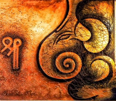 Pintura intitulada "Ganesha Mix Media a…" por Ashok Jadav, Obras de arte originais, Acrílico