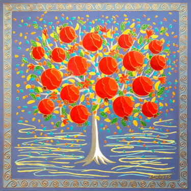 Malerei mit dem Titel "Pomegranate abundan…" von Ashot Petrosyan (Ash Petr), Original-Kunstwerk, Acryl